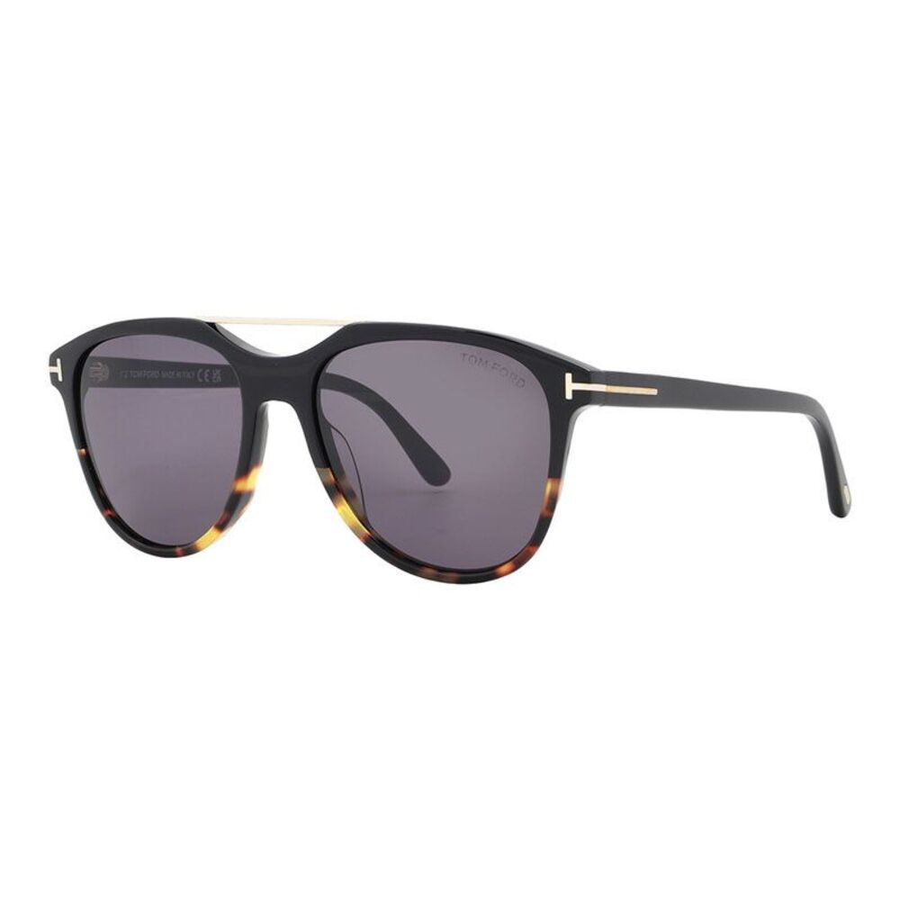 Tom Ford Sunglasses Aviator Full Rim, Black/Havana Frame and Smoke Lens
